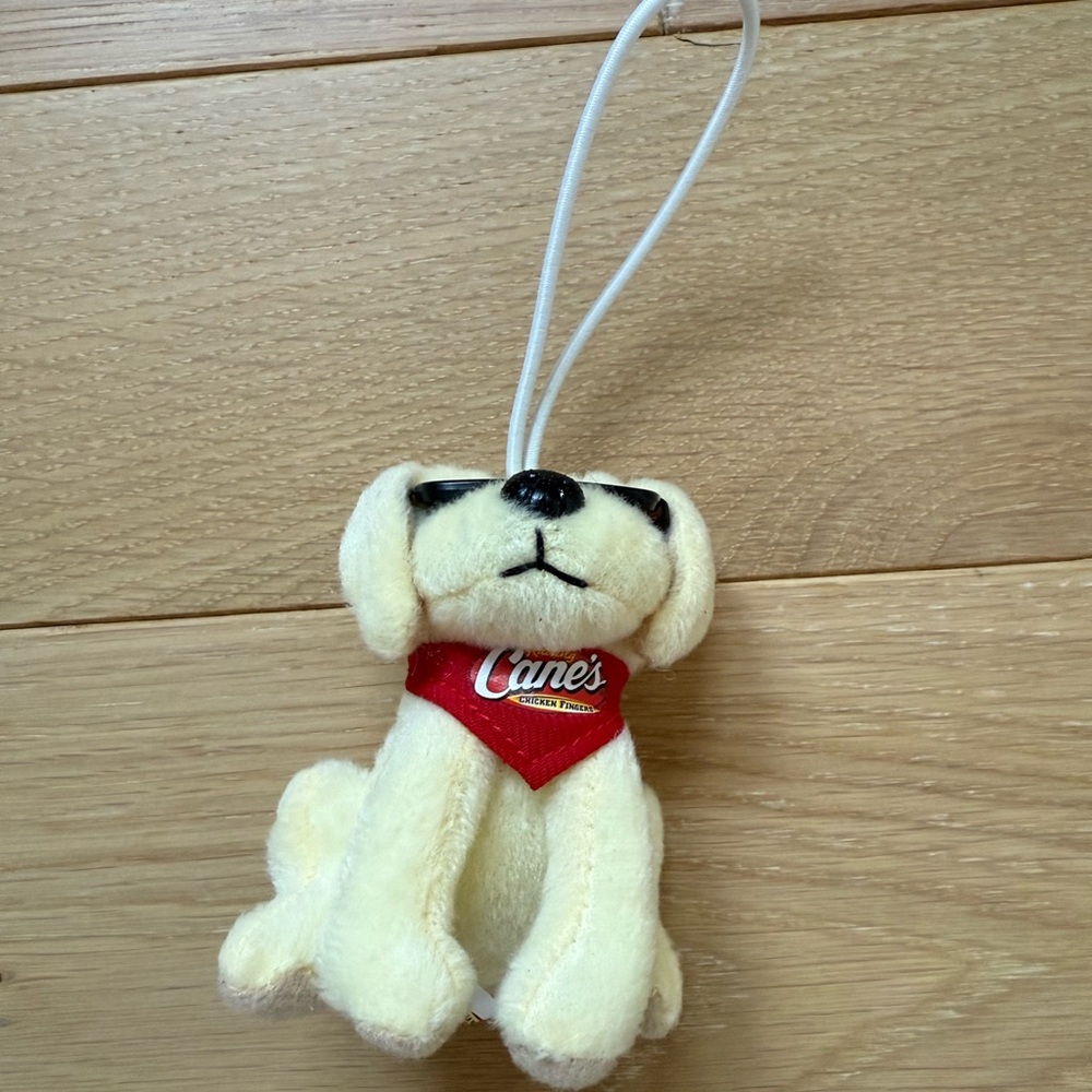 NWT Raising Cane’s Dog Plush Ornament / Car Keychain or bag charm